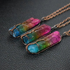 Hot Selling Stone Crystal Pillar Tree of Life Pendant – INS Fashion Necklace - Show Gadgets