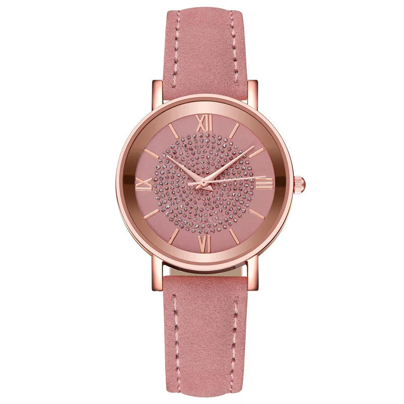 Ladies Fashion Sun Pattern Roman Scale Quartz Watch Watch - Show Gadgets