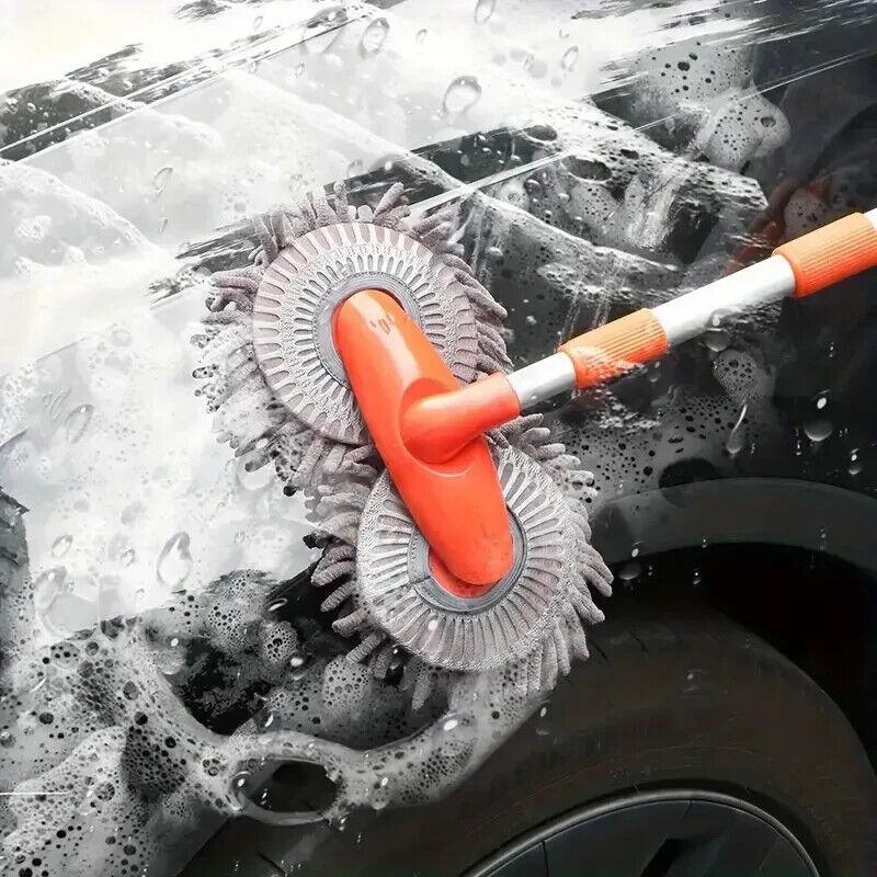 Microfiber Mop Wash Kit Telescopic Car Cleaning Brush With 4 Replacent Header - Show Gadgets