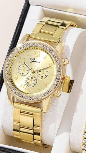 Women's Three - eye Quartz Diamond - embedded Watch - Show Gadgets
