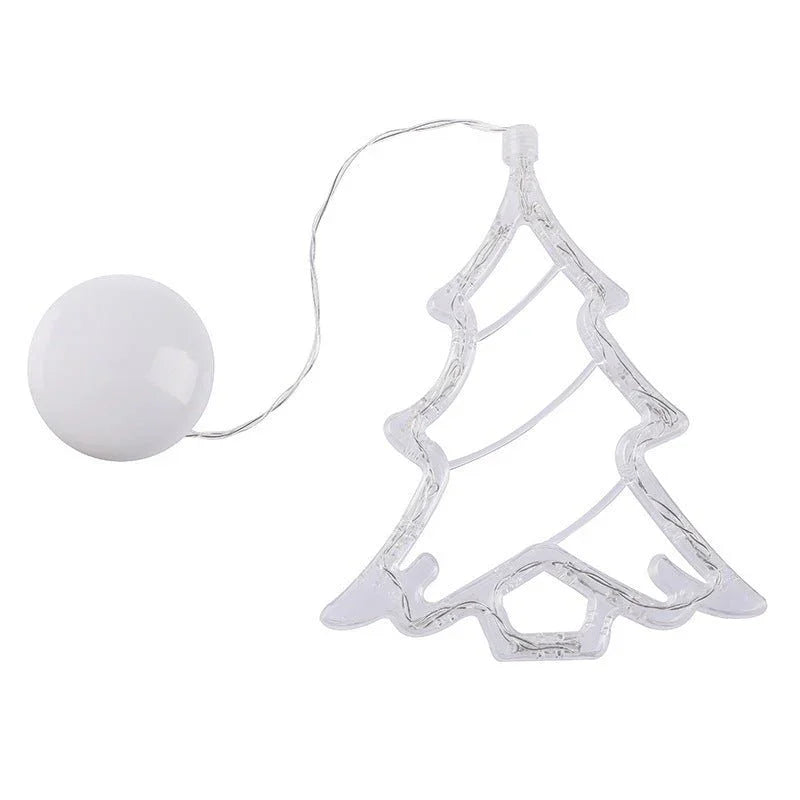 Christmas LED Suction Cup Chandelier Lights – Santa Claus, Elk & Snowman Window Decorations - Show Gadgets