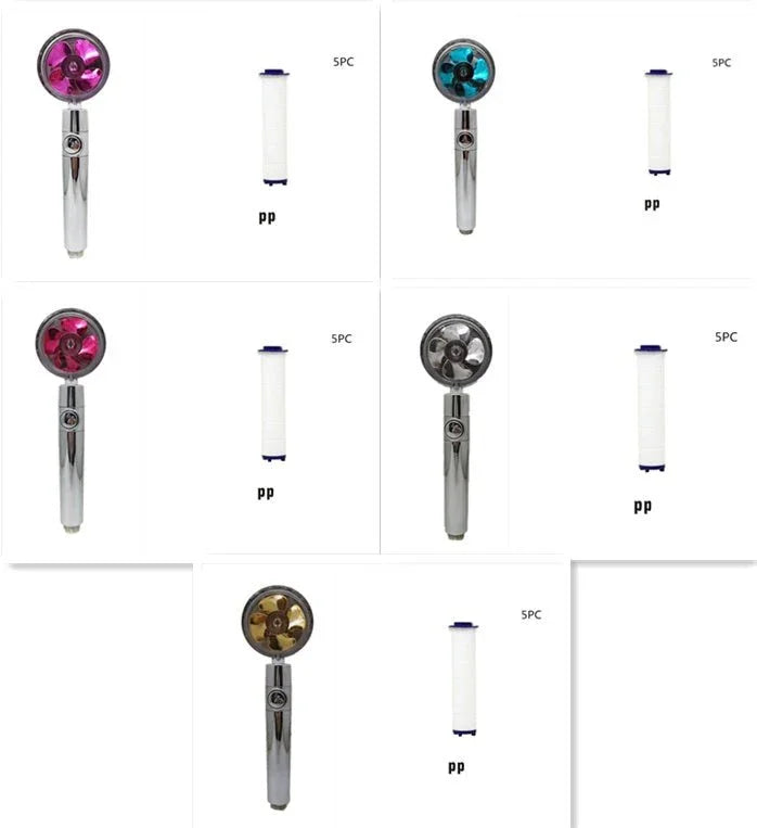 Shower Head Water Saving Flow 360 Degrees Rotating With Small Fan ABS Rain High Pressure Spray Nozzle Bathroom Accessories - Show Gadgets