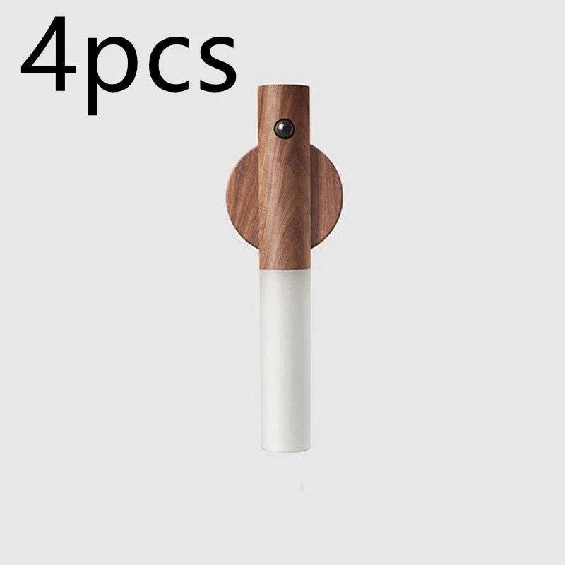Auto LED USB Magnetic Wood Wireless Night Light Corridors Porch Lights PIR Motion Sensor Wall Light Cabinet Lamp - Show Gadgets
