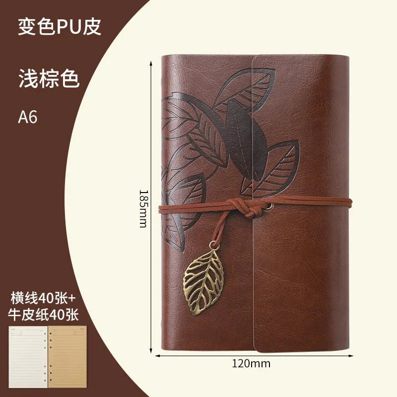 Creative Notebook Stationery One Leaf Zhiqiu Travel Diary Book Loose Leaf Vintage Leaves One Piece - Show Gadgets