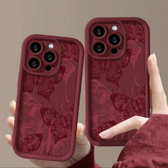 Wine Red Butterfly Fashion Girl Phone Case - Show Gadgets