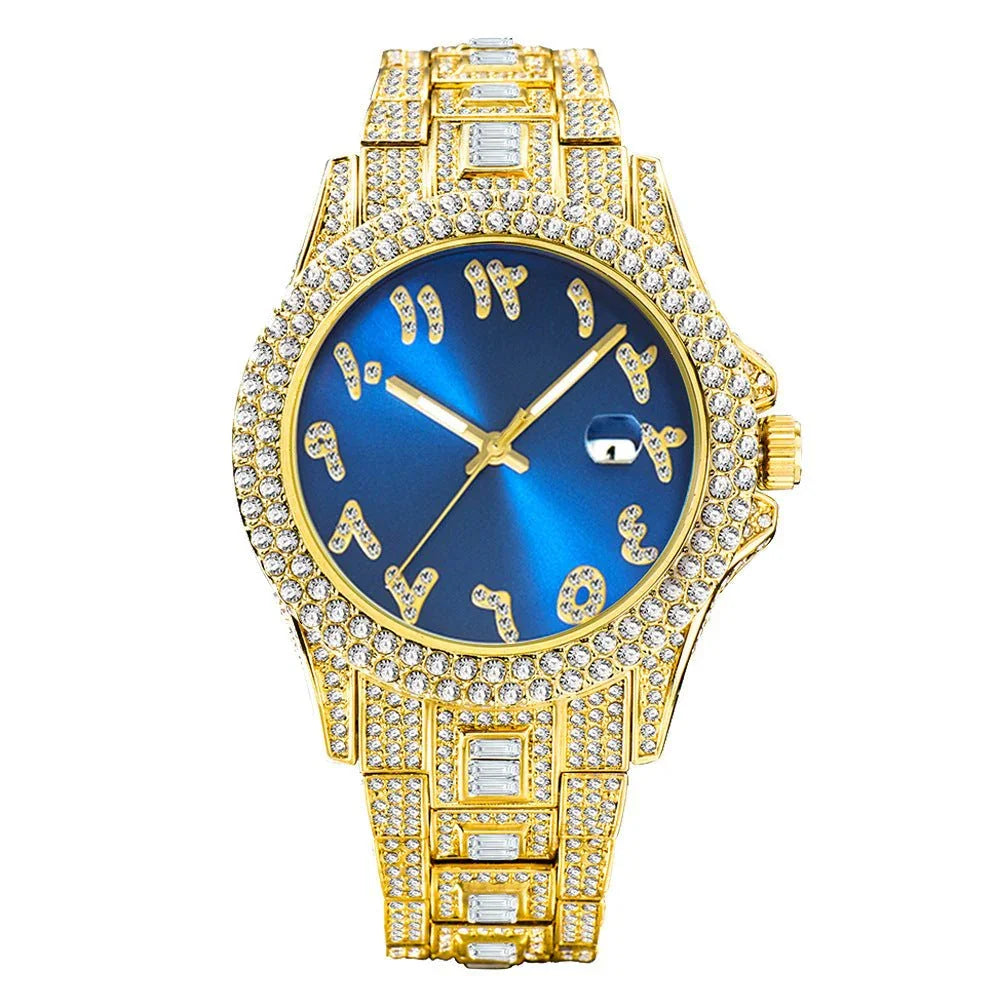 European & American Hip Hop Full Diamond Men's Quartz Watch – Ice Out in Style - Show Gadgets