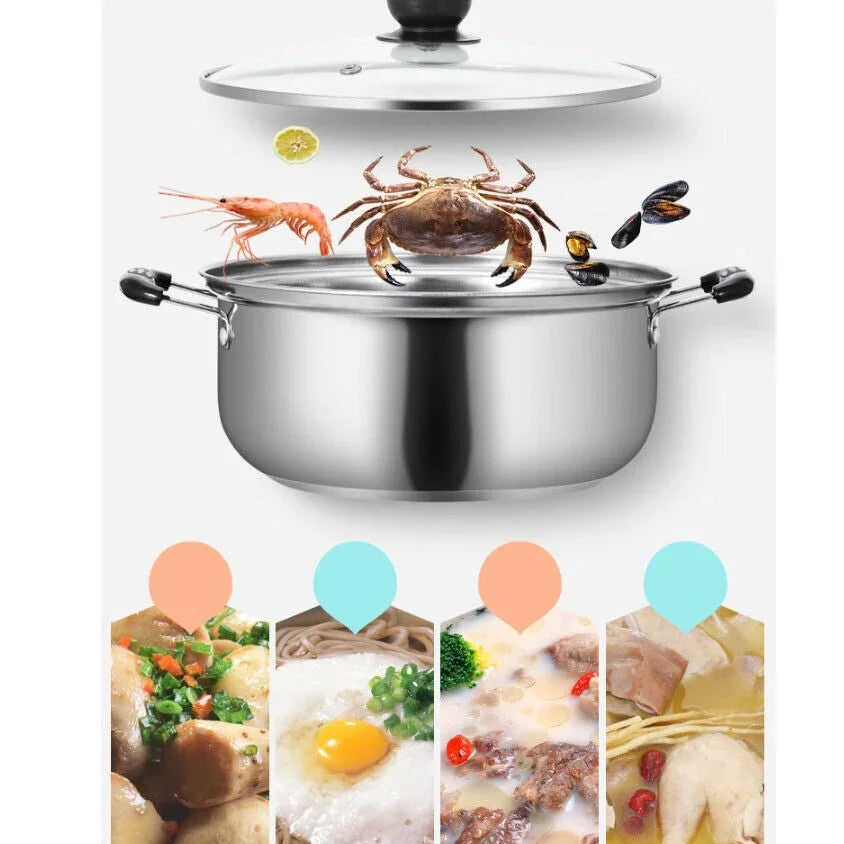 5PCS Stainless Steel Saucepan Induction Cooking Pot Cooker Cookware Kitchen - Show Gadgets