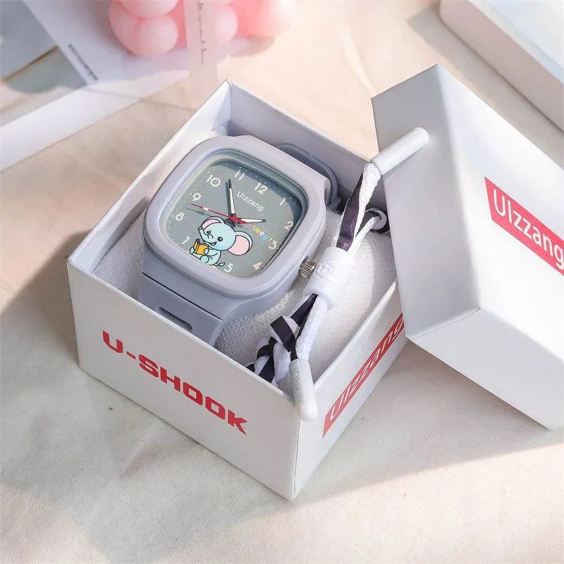 Cute Silicone Trendy Luminous Sports Student Square Good-looking Watch - Show Gadgets