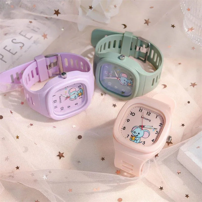 Cute Silicone Trendy Luminous Sports Student Square Good-looking Watch - Show Gadgets