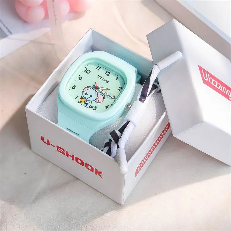 Cute Silicone Trendy Luminous Sports Student Square Good-looking Watch - Show Gadgets