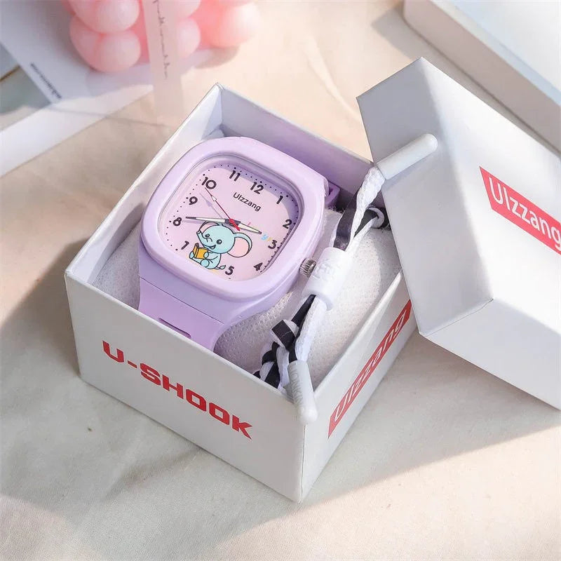 Cute Silicone Trendy Luminous Sports Student Square Good-looking Watch - Show Gadgets