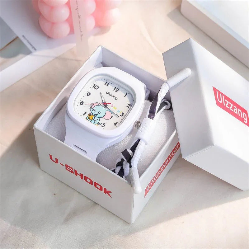 Cute Silicone Trendy Luminous Sports Student Square Good-looking Watch - Show Gadgets