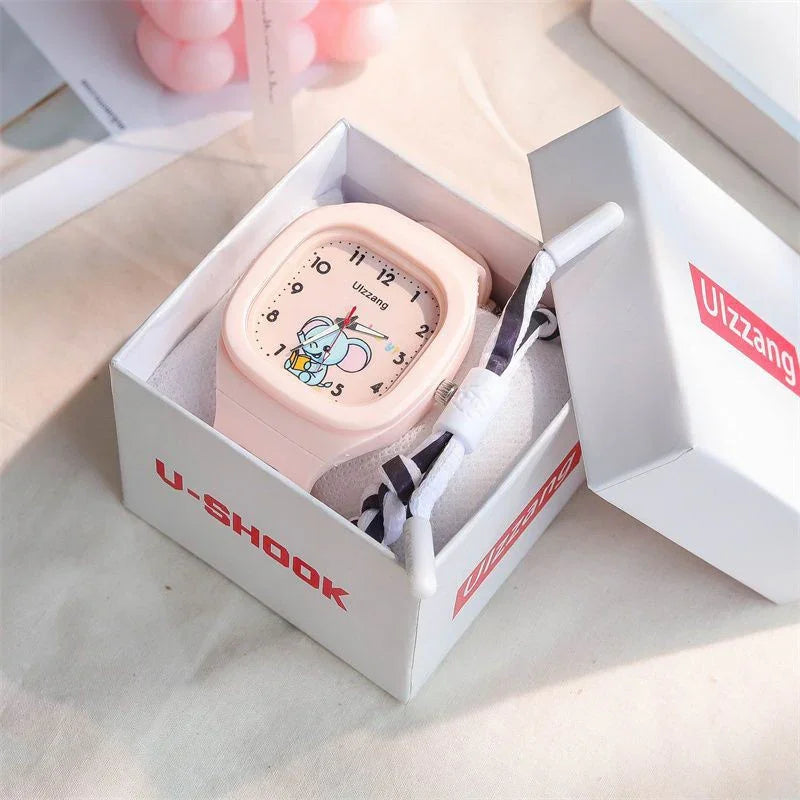 Cute Silicone Trendy Luminous Sports Student Square Good-looking Watch - Show Gadgets