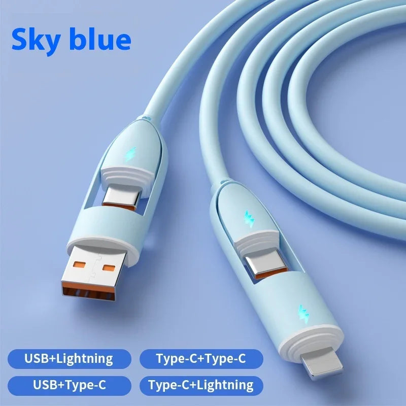 Four-in-one Silicone Fast Charge Data Cable - Show Gadgets