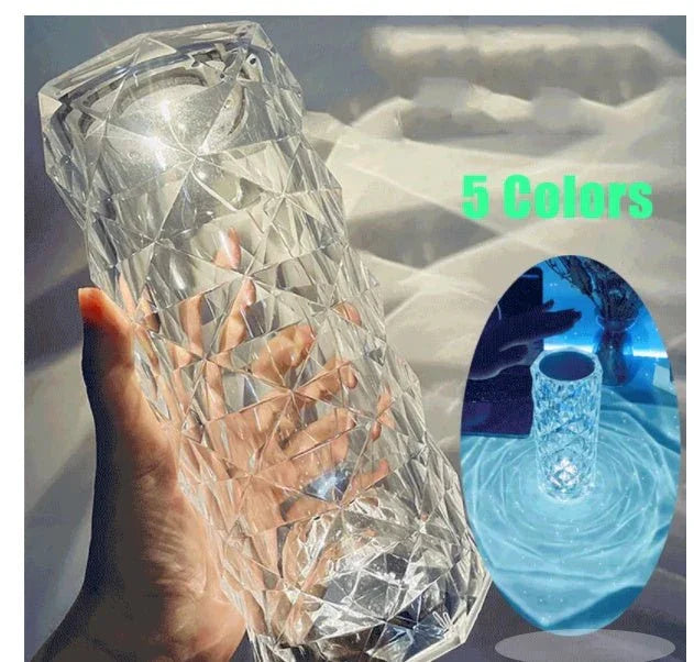 Nordic Crystal Lamp USB Table Lamps Bedroom Touch Dimming Atmosphere Diamond Night Light Rose Projector Lamp Decor - Show Gadgets