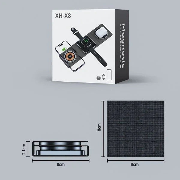 3 IN 1 Magnetic Folding Wireless Charger Station For IPhone Transparent Fast Charging For IWatch And Airpods - Show Gadgets