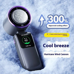 New Ice Pack High - Speed Handheld Eletirc Fan Speed Adjustable Folding Mini Fan Portable Outdoor Hanging Neck Small Fan - Show Gadgets