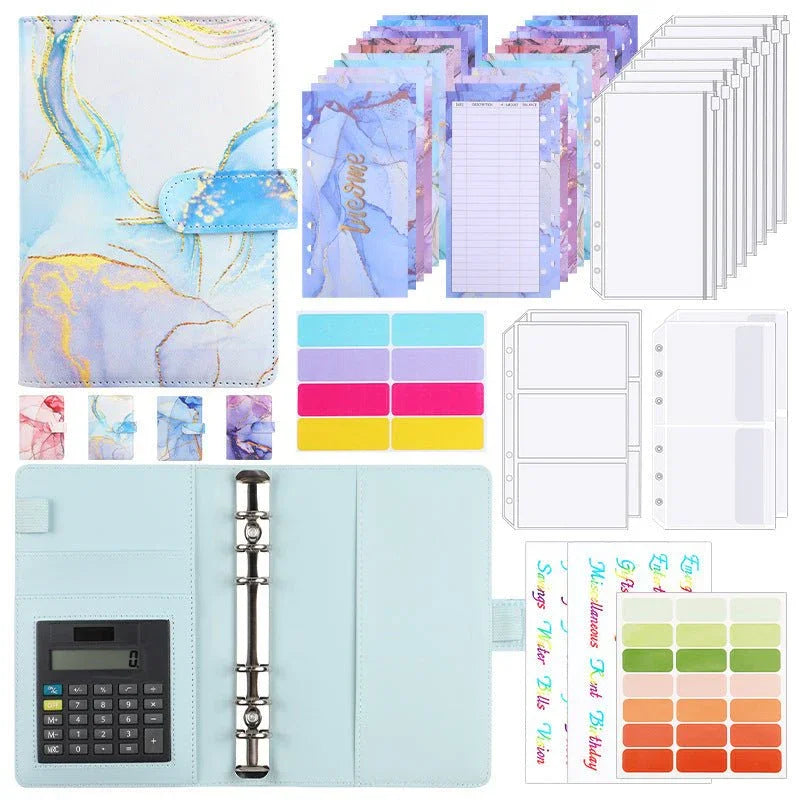 A6 Loose - leaf Binder Journal Book Notebook Leather PU 6 Hole Loose Spiral Calculator - Show Gadgets
