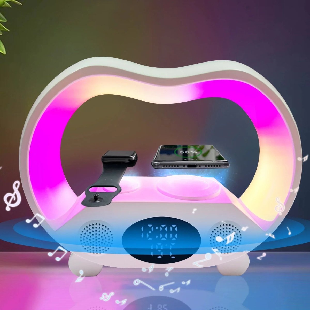 2024 New 6 In 1 Smart Remote Control Bluetooth - compatible Ambience Intelligent LED Table Lamp Multi - function Wireless Charger Night Light Bluetooth - compatible Speaker - Show Gadgets