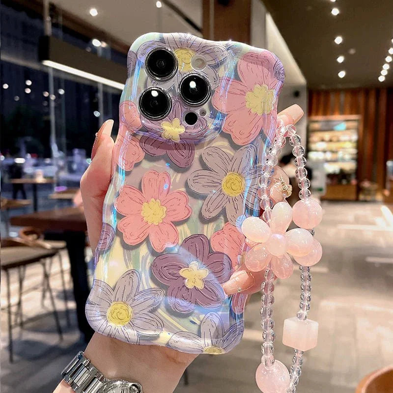 Oil Painting Flower Lanyard Phone Case - Show Gadgets