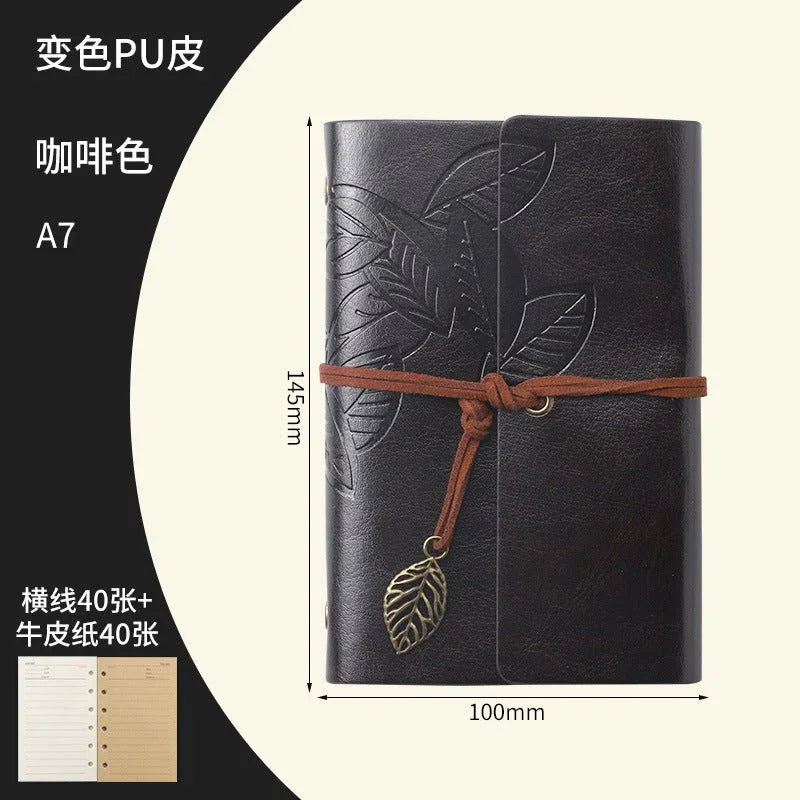 Creative Notebook Stationery One Leaf Zhiqiu Travel Diary Book Loose Leaf Vintage Leaves One Piece - Show Gadgets