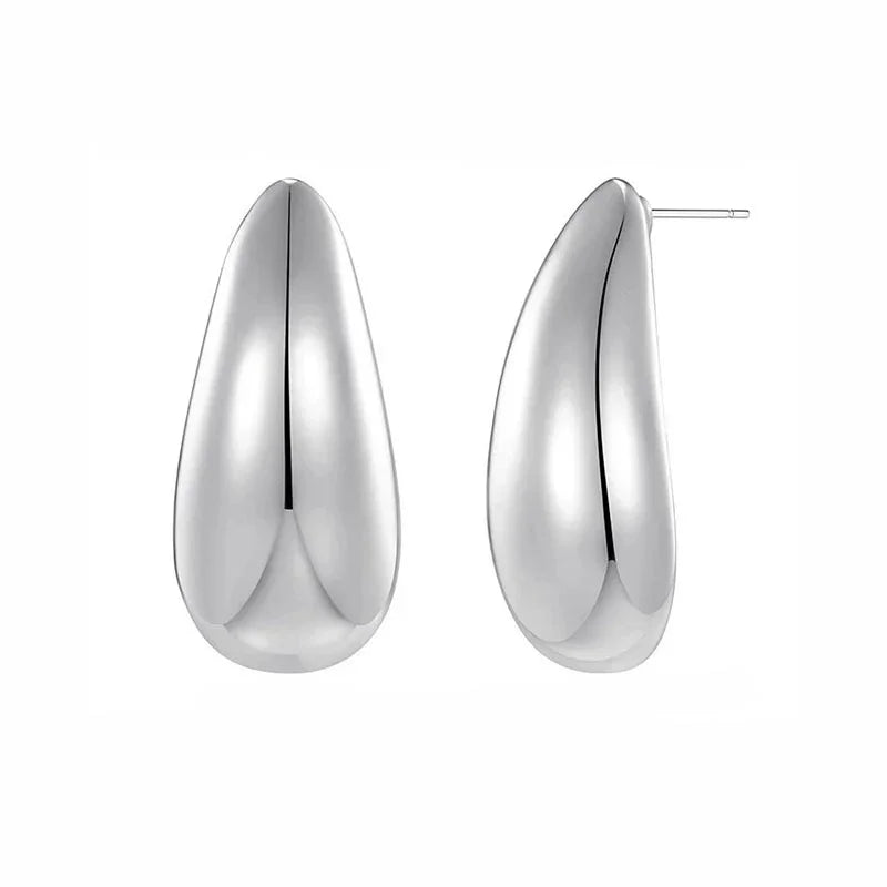 Metal Water Drop Earrings – Elegant Niche Luxury Design