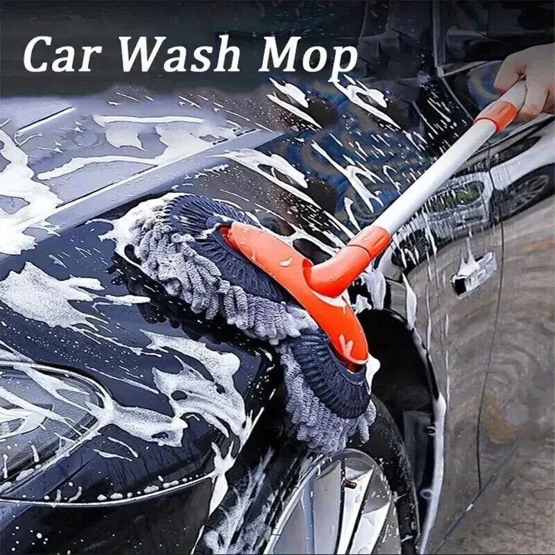 Microfiber Mop Wash Kit Telescopic Car Cleaning Brush With 4 Replacent Header - Show Gadgets