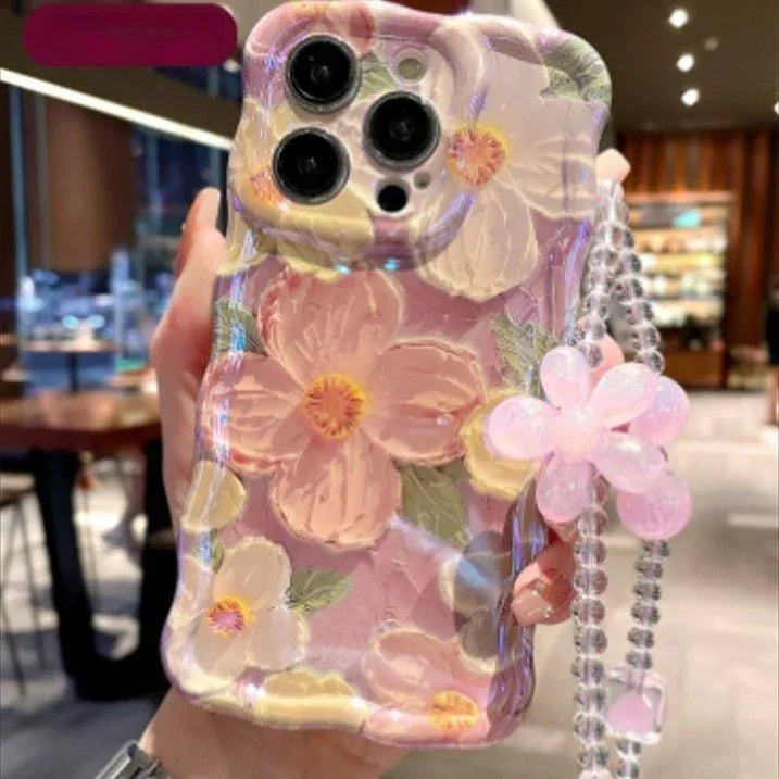 Oil Painting Flower Lanyard Phone Case - Show Gadgets