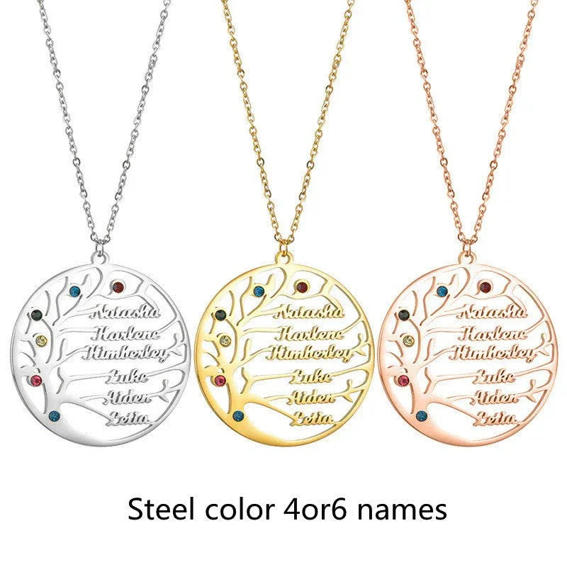 Personalized Stainless Steel Golden Tree of Life Custom Name Necklace - Show Gadgets