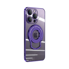 Iphone15 Pull Rod Magnetic Suction Phone Case Electroplating 14 Invisible Bracket 13ProMax Transparent Soft Cover - Show Gadgets