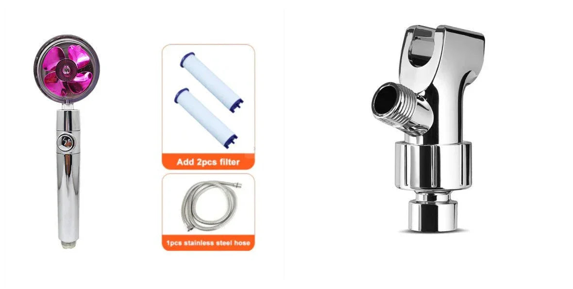 Shower Head Water Saving Flow 360 Degrees Rotating With Small Fan ABS Rain High Pressure Spray Nozzle Bathroom Accessories - Show Gadgets