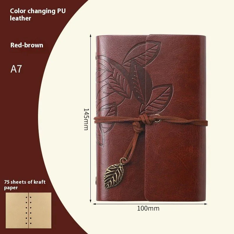 Creative Notebook Stationery One Leaf Zhiqiu Travel Diary Book Loose Leaf Vintage Leaves One Piece - Show Gadgets