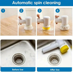 1pc Electric Spin Cleaning Brush,USB Rechargeable Handheld Kitch Cleaner Coldless Rotary Brush, Power Brush Bathroom Rechargeable Brush, Automatic Rotary Power Cleaning Brush For Cleaning - Show Gadgets