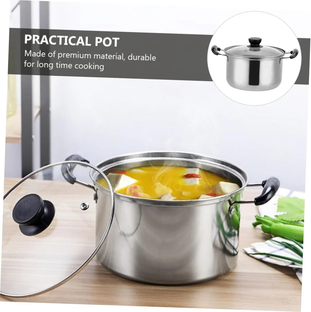 5PCS Stainless Steel Saucepan Induction Cooking Pot Cooker Cookware Kitchen - Show Gadgets