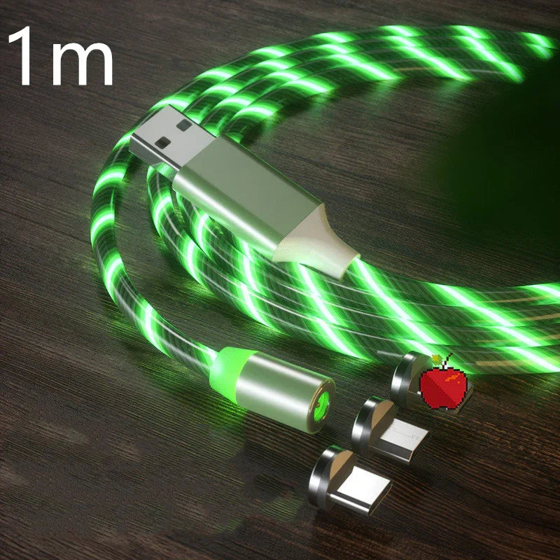 Magnetic Charging Cable Streamer Fast Charging Cable Lighting Micro USB Cable LED Magnet Charger Type-C Cable - Show Gadgets