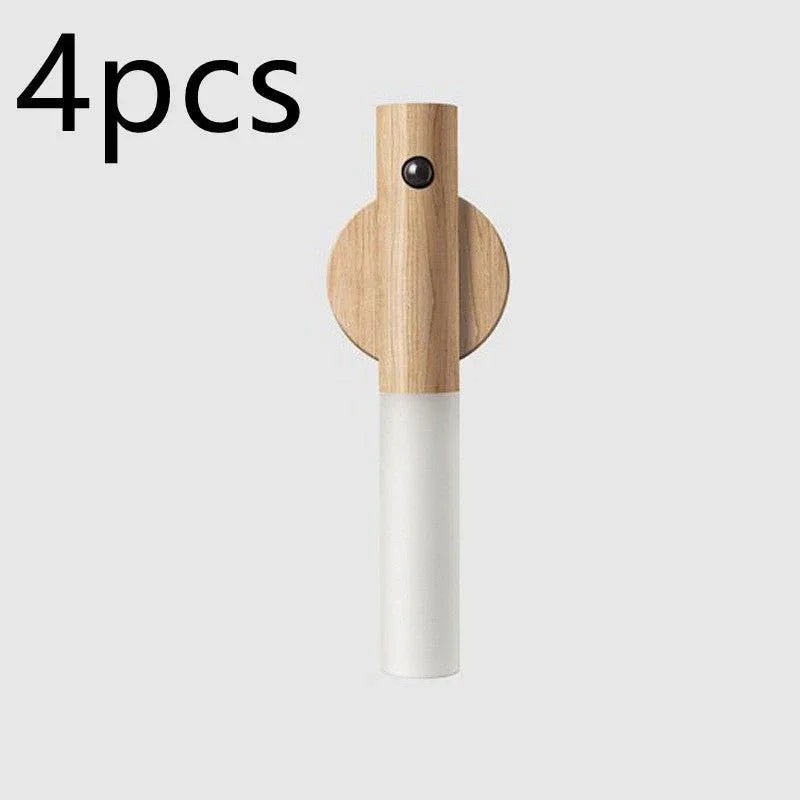 Auto LED USB Magnetic Wood Wireless Night Light Corridors Porch Lights PIR Motion Sensor Wall Light Cabinet Lamp - Show Gadgets