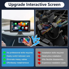 Portable Car Stereo Wireless CarPlay & Android Auto, Car Radio 7inches Touchscreen, Bluetooth5.0, Mirror Link, Maps Navigation, Voice Control, AUX Cable Vehicles - Show Gadgets
