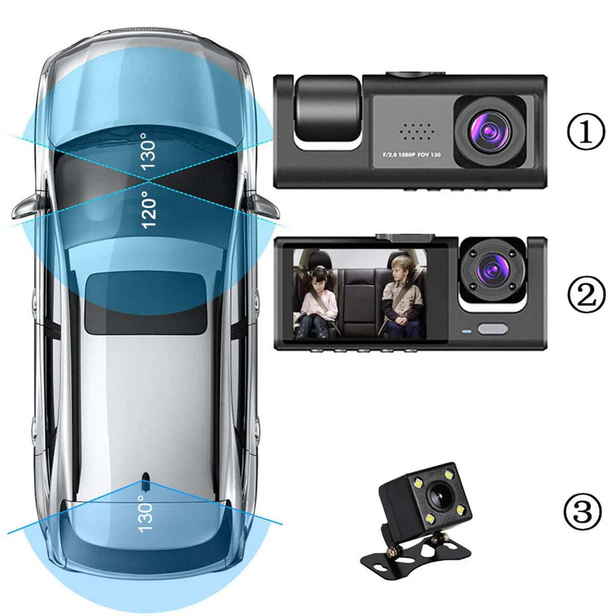 1080P Dual Lens Car Dash Cam Recorder G Sensor DVR Front And Rear Camera Video - Show Gadgets