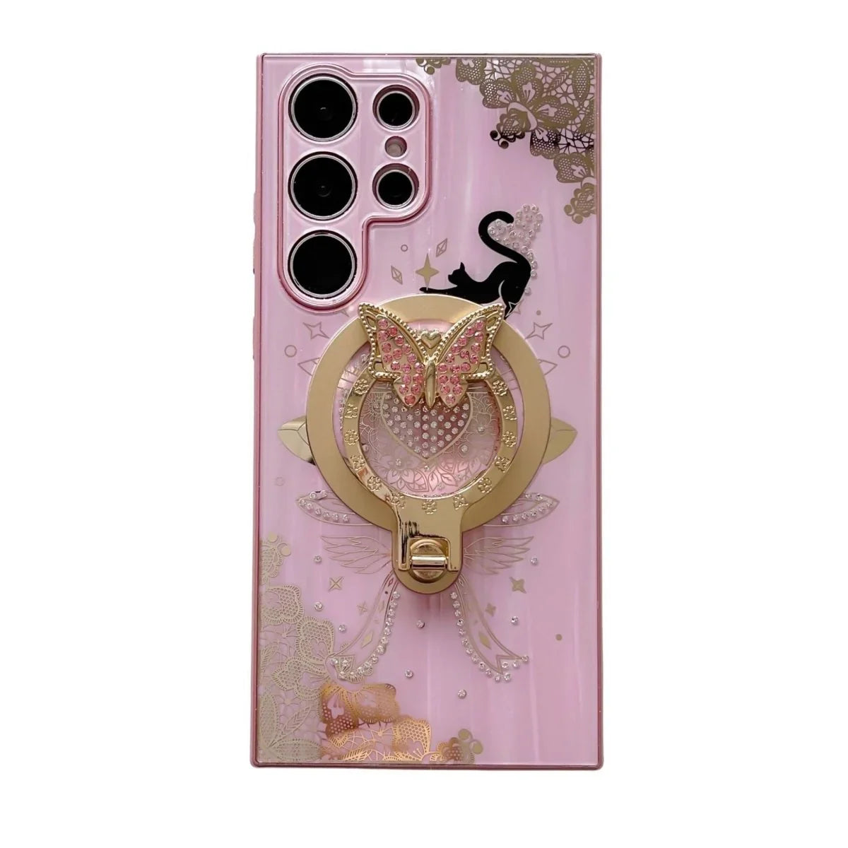 Minimally Designed Diamond Encrusted Butterfly Stand Phone Case - Show Gadgets