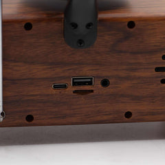 Retro Mini Double Gramophone Bluetooth speaker with twin horns and wood-effect body
