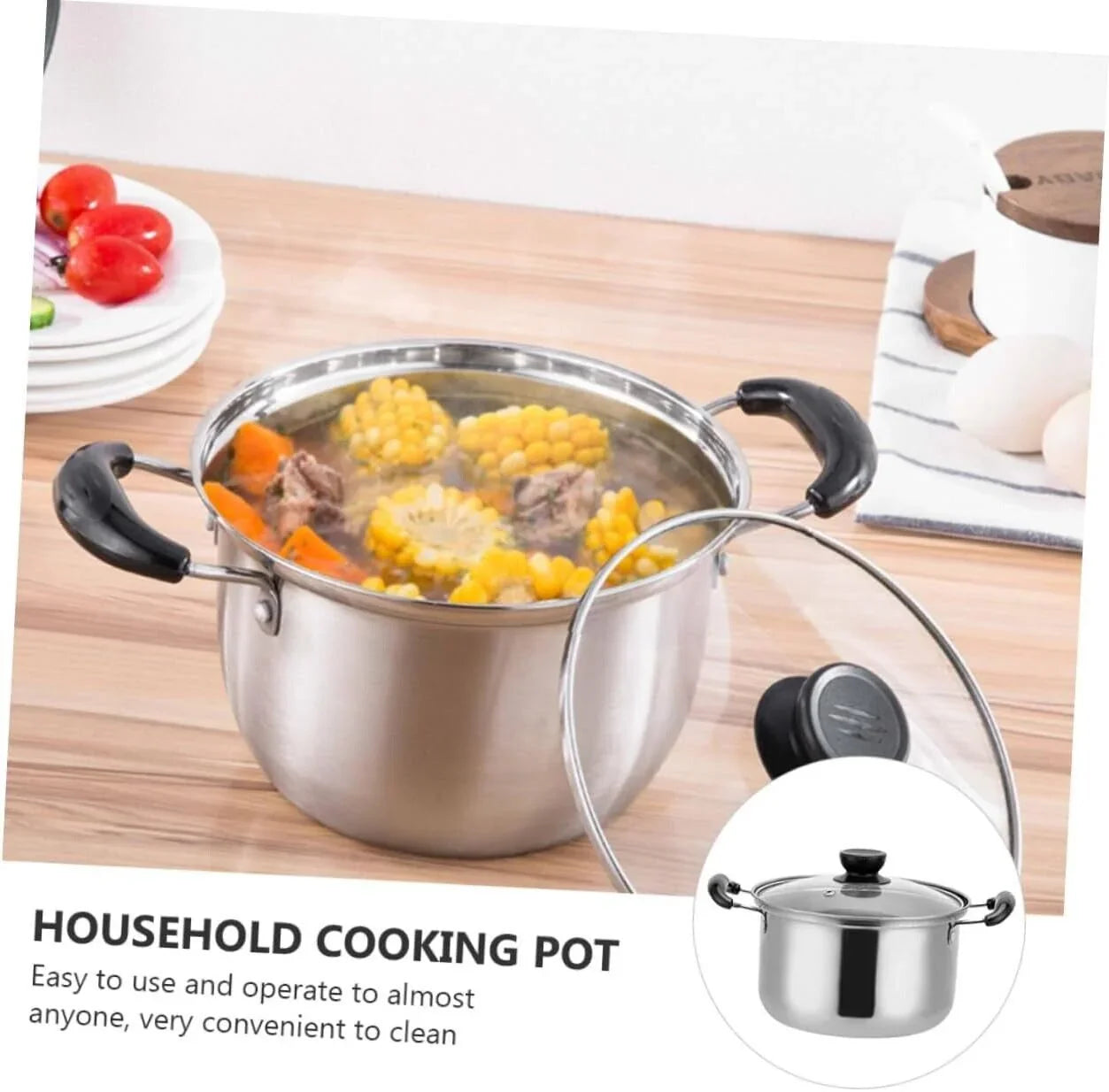 5PCS Stainless Steel Saucepan Induction Cooking Pot Cooker Cookware Kitchen - Show Gadgets