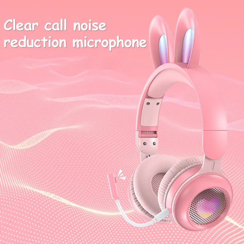 Rabbit Ear Headphones Wireless Luminous Extendable Wheat Headphones - Show Gadgets