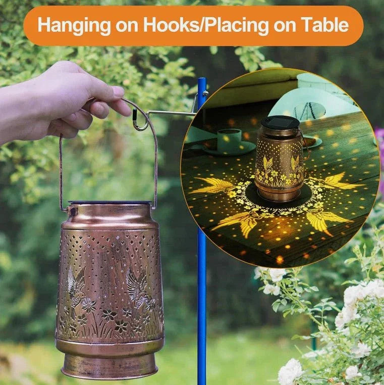 Hummingbird Solar Lantern Metal Hanging Light LED Decorative Light Garden Decor - Show Gadgets