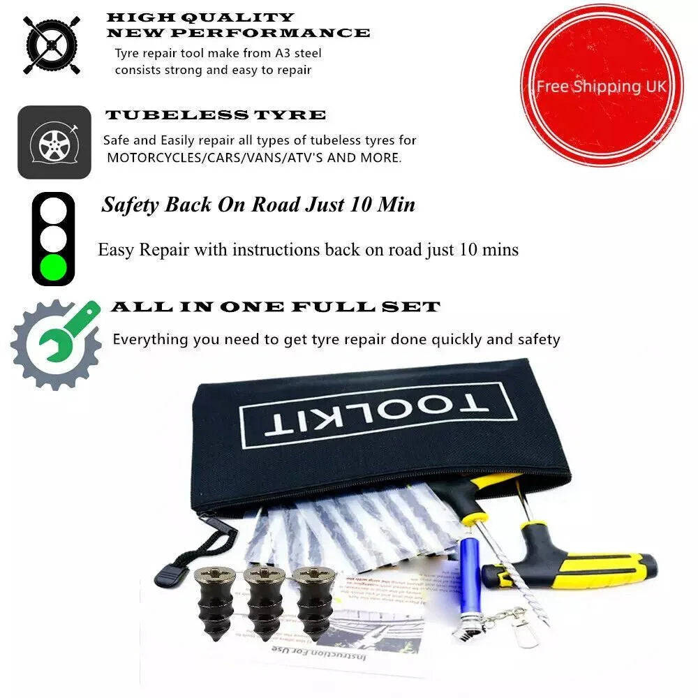 22Pcs Emergency Tyre Puncture Repair Kit Car Van Motorcycle Tubeless Tire Strips - Show Gadgets