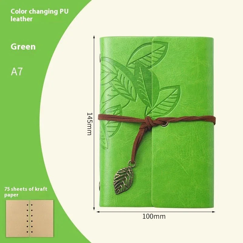 Creative Notebook Stationery One Leaf Zhiqiu Travel Diary Book Loose Leaf Vintage Leaves One Piece - Show Gadgets