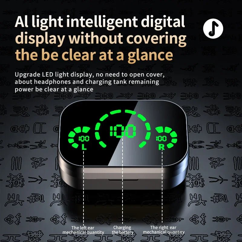 YD03 Wireless Bluetooth - compatible Headset TWS Large Screen Smart Digital Display In Ear Breathing Light - Show Gadgets
