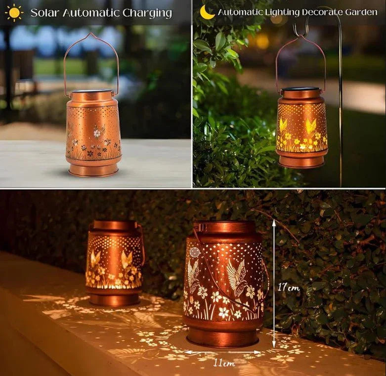 Hummingbird Solar Lantern Metal Hanging Light LED Decorative Light Garden Decor - Show Gadgets