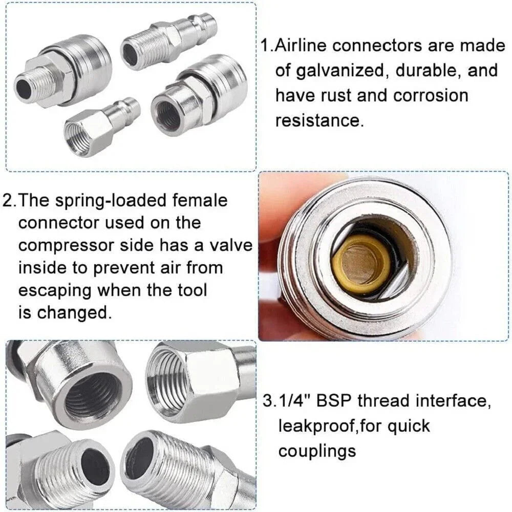 20 PCS Air Line Hose Compressor Fitting Coupling Connector Quick Release - Show Gadgets