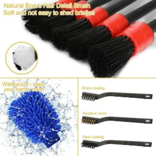 26Pcs Car Detailing Brush Set Soft Brushes Interior Wheel Valet Pro Cleaning Kit - Show Gadgets