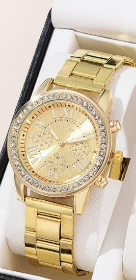 Women's Three - eye Quartz Diamond - embedded Watch - Show Gadgets
